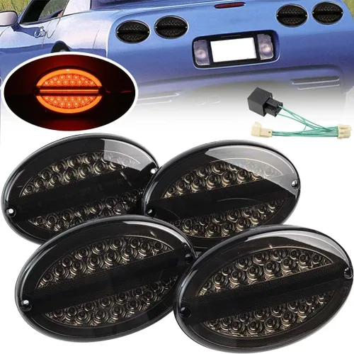 Vista 12 de Ensamble de luz indicadora de giro LED C5 Corvette para Chevy Corvette C5 1997 1998 1999 2000 2001 2002 2003 2004 Chevy-C5 Lámparas de freno