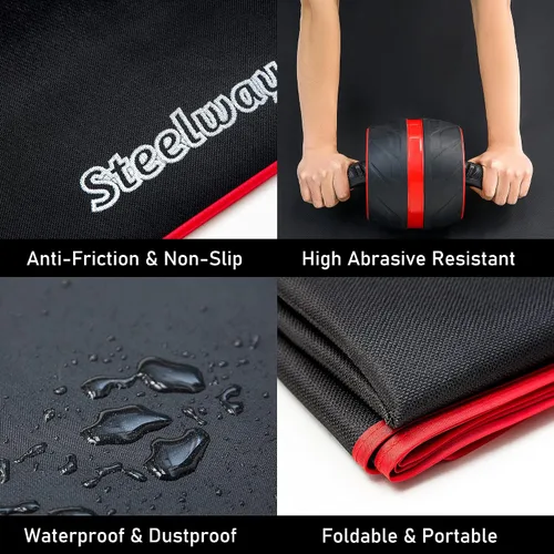 Vista 2 de Tapete de ejercicio para AB Roller AB Mat delgado de grande, manta de pícnic, impermeable, negro, largo, plegable, de tela de poliéster Oxford