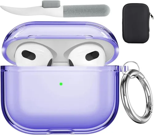 Vista 11 de Valkit - Funda transparente protectora para estuche de AirPods, con llavero, poliuretano termoplástico suave, a prueba de golpes, compatible
