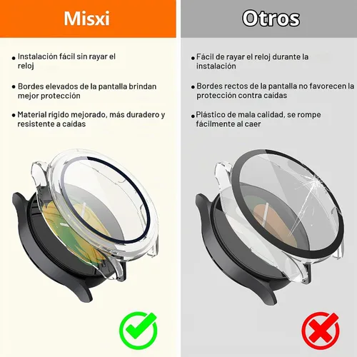 Vista 3 de Misxi - Funda con protector de pantalla para Galaxy Watch 5/4 de 1.575 in 1 negro + 1 transparente