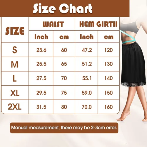Vista 6 de Zhanmai 3 piezas de medias ranuras para debajo de los vestidos, falda extensores, falda para mujer, medio deslizante, satén, antiestática, encaje