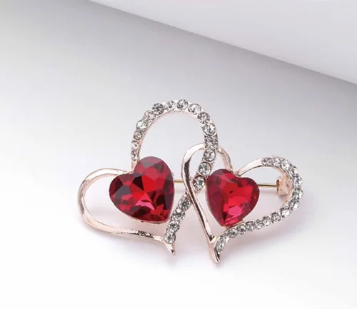 Vista 4 de Broche de corazón para mujer, elegante broche de corazón de cristal para mujer, accesorios de ropa, regalo de San Valentín