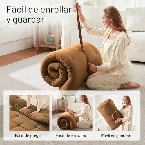 Vista 5 de Mollydot Colchón de futón japonés tamaño matrimonial de 54 x 75 pulgadas, colchón de cama plegable, tapete portátil de tatami, cojín de futón