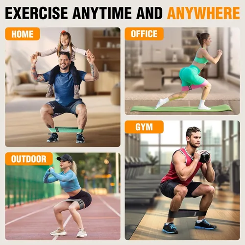 Vista 8 de Bandas de resistencia de tela para entrenar - Bandas de ejercicio para mujeres y hombres, bandas de trasero para piernas y glúteos, yoga, pilates