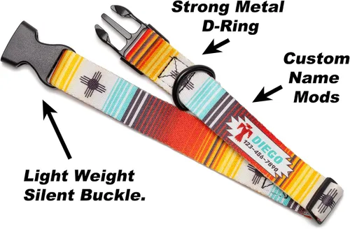 Vista 4 de Western Serape Dog Collar Personalized (X-Small 5/8")