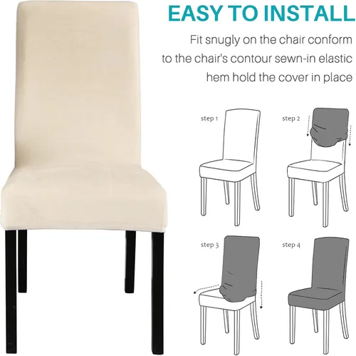 Vista 8 de MIFXIN Fundas para sillas de comedor, paquete de 6 fundas elásticas de terciopelo para sillas de cocina, elásticas, de elastano, lavables, fundas