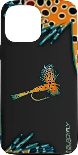 Vista 23 de Funda para iPhone 16 con mosca y pesca con moscas secas de piel de trucha por Black Fly Case