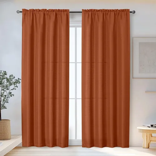 Vista 86 de OWENIE Bob Juego de 2 Paneles de Cortinas Negras de Cocina para Ventanas de 36 Pulgadas de Largo, Cortinas Cortas de Café con Textura de Lino