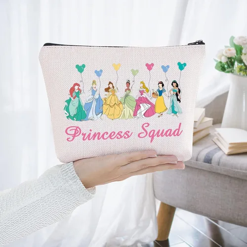 Vista 6 de BWWKTOP Bolsa de maquillaje cosmético de escuadrón de princesa, regalos de grupo de princesas, bolsa con cremallera, mercancía de princesa