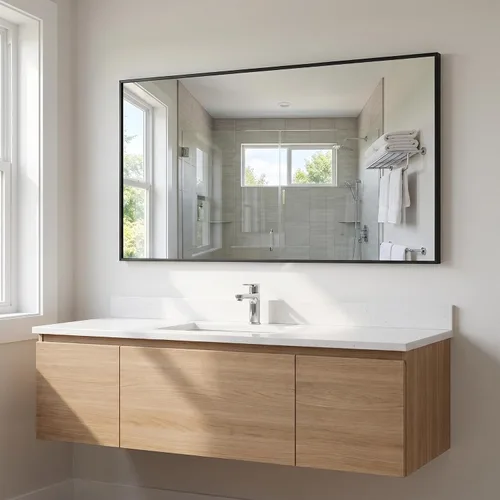 Vista 24 de BEAUTYPEAK Espejo de pared rectangular dorado de 24 x 36 pulgadas con marco de metal, se cuelga horizontal o vertical para sala de estar