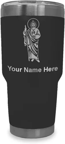 Vista 32 de LaserGram Vaso aislado al vacío de 20 onzas, Saint Jude, grabado personalizado incluido (negro)