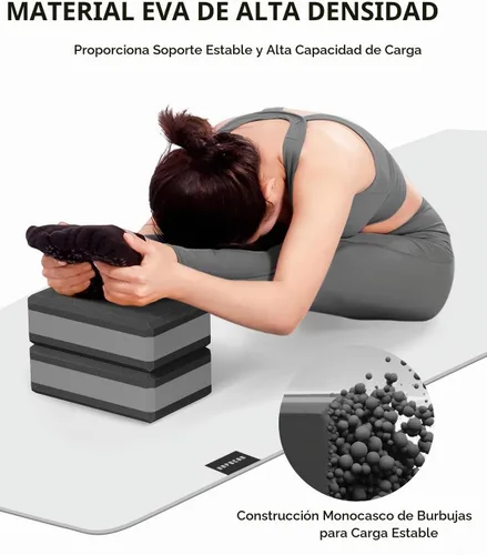 Vista 4 de HAPBEAR Yoga Blocks 2 Pack - 9x6x3in High-Density EVA Foam with Non-Slip Textured Surface, Supportive for Deep Stretching & Lightweight - Ideal for