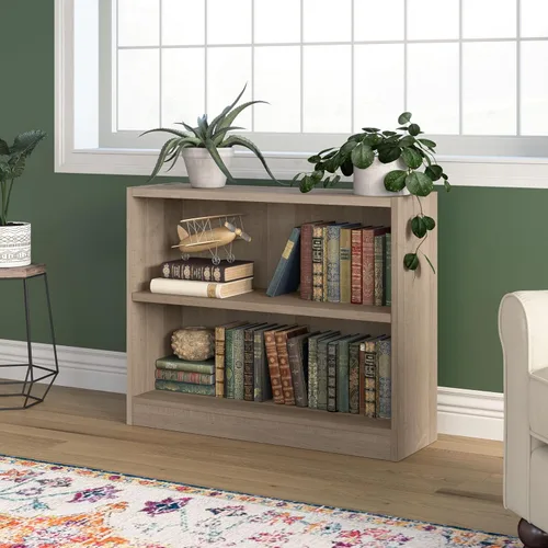 Vista 2 de Bush Furniture Universal - Estantería pequeña de 2 estantes en acabado gris ceniza, estantería de almacenamiento bajo y exhibición