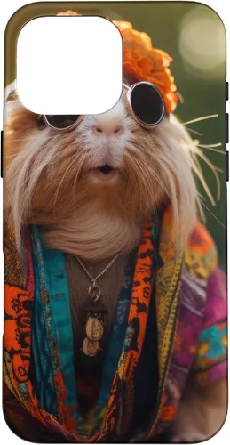 Vista 18 de iPhone 16 Boho Hippie Sunglasses Guinea Pig Case