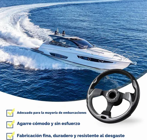 Vista 5 de 12.5 Inch Boat Steering Wheel with 3/4“ Axle Marine Steering Wheel Adapter, Yachts, Pontoon Boats Gris