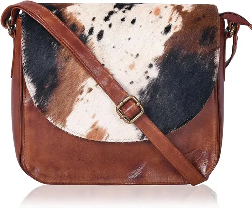Vista 34 de Bolso bandolera de cuero genuino para mujer con correa ajustable, bolsillo para móvil y cremallera exterior e