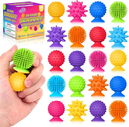 Vista 8 de Juguetes sensoriales para niños y adultos: juguetes con ventosa texturizada para autismo - Sensorial blandito para baño en el aula - Juego de 8