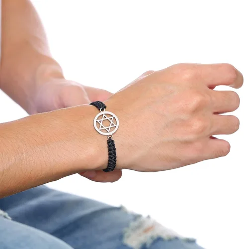 Vista 6 de MEALGUET 1-5 pulseras de acero inoxidable con dije de estrella de David trenzadas, joyería judía, regalo religioso para hombres y mujeres, Metal