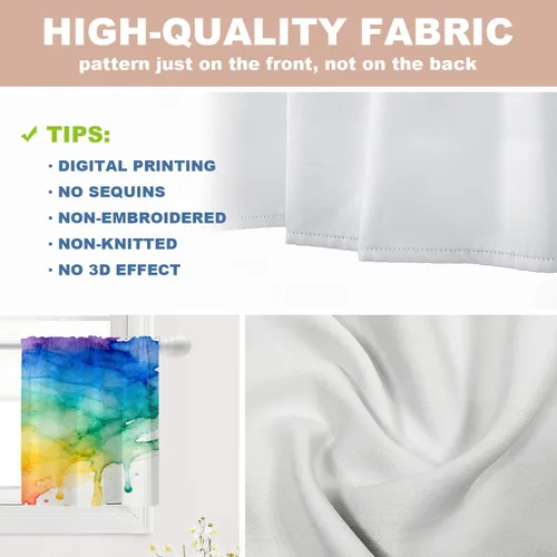 Vista 4 de Shrahala Cortinas de nivel de chakras con mandala beige para ventanas de cocina, paneles de cortina de ventana de mandala multicapa de poliéster