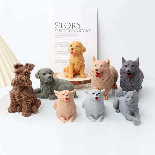 Vista 4 de Molde de silicona para velas 3D para perros, molde de jabón de animales para chocolate, dulces, decoración de pasteles, vela de cera de soja, jabón