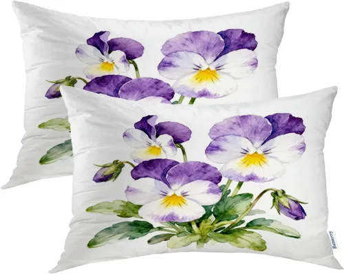 Vista 14 de Batmerry Flowers with Stems Throw Pillow Covers, Beautiful Floral Decorative Pillow Covers Digital Printing Blended for Couch Sofa Bed Invisible
