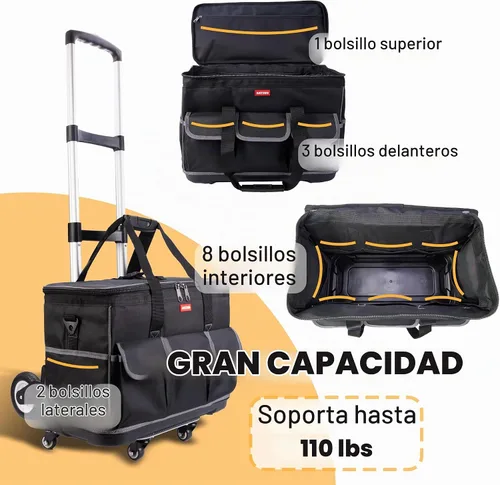 Vista 5 de Bolsa de herramientas con ruedas - Carro de aleación de aluminio para electricista y HVAC