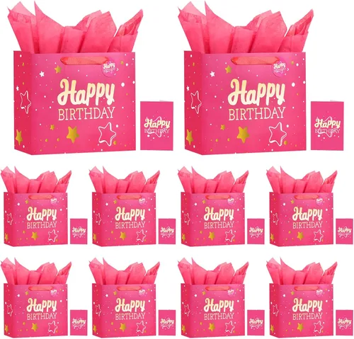 Vista 24 de Powbrace Bolsa de regalo de cumpleaños número 30 negra de 13 pulgadas con papel de seda y tarjeta de felicitación para fiestas, bolsa de regalo