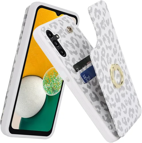 Vista 15 de Lipvina Funda para Samsung Galaxy A03s con tarjetero, Galaxy A03s Funda tipo cartera para mujer, tarjetero de crédito, soporte de anillo, fundas