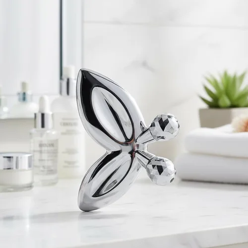 Vista 7 de Herramientas faciales Gua Sha de acero inoxidable, rodillo facial de mariposa 3D para mujeres, herramienta de guasha 2 en 1 para apretar la piel