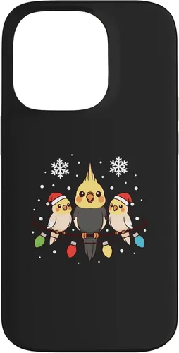 Vista 17 de Bird Cockatiel Holiday Trio Perched Cartoon Cheer Case for iPhone 16