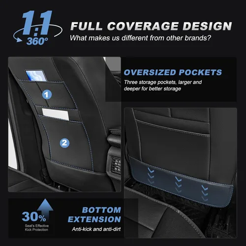 Vista 4 de AOMSAZTO RAV4 - Fundas de asiento delantero de cuero para Toyota RAV4 2019 2020 2021 2022 2023 2024 2025 LE, XLE, XLE Premium, Limited con Línea roja