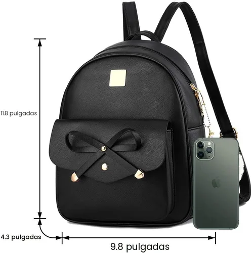 Vista 3 de I IHAYNER Mochila de cuero de moda de 3 piezas con lazo para niñas, mochila, bolso para mujer, mochila para damas, bolsa de hombro Beige