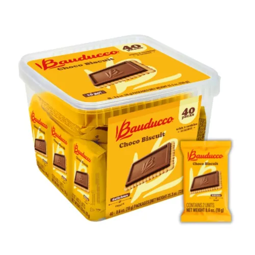 Vista 8 de Bauducco Galletas Choco Biscuit – Galletas crujientes cubiertas de chocolate, envueltas individualmente para aperitivos, postres y loncheras, 25.3