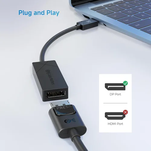 Vista 6 de Cable Matters [Diseñado para Microsoft Surface] Adaptador USB C a DisplayPort 1.4, soporta 4K @240 Hz, 8K @60 Hz, HDR, compatible con Surface