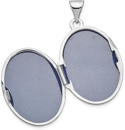 Vista 4 de Collar de cadena con dije de oro blanco de 14 quilates reversible Love You Always ovalado con foto que sostiene fotos, joyería fina para mujeres