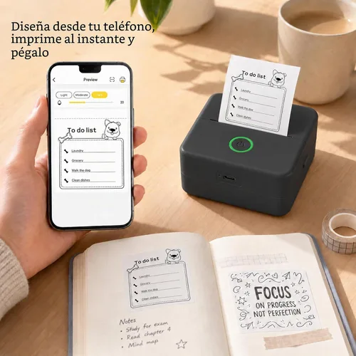 Vista 3 de Mini impresora térmica portátil, Bluetooth, color negro