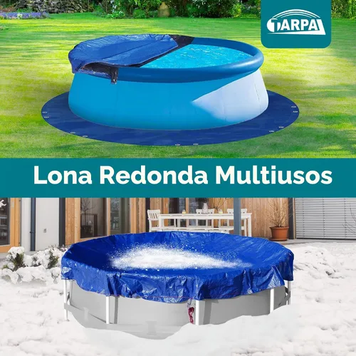 Vista 3 de TARPAL Lonas redondas pequeñas impermeables de 8 mil con accesorios Azul/Negro-8 mil