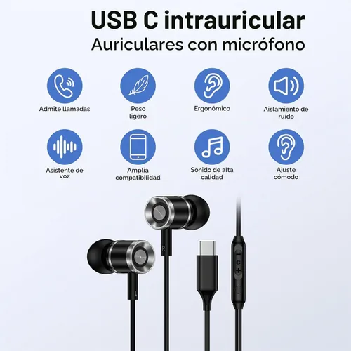 Vista 3 de Auriculares Samsung con cable USB C para Samsung Galaxy S26 Ultra A37 A36 Negro