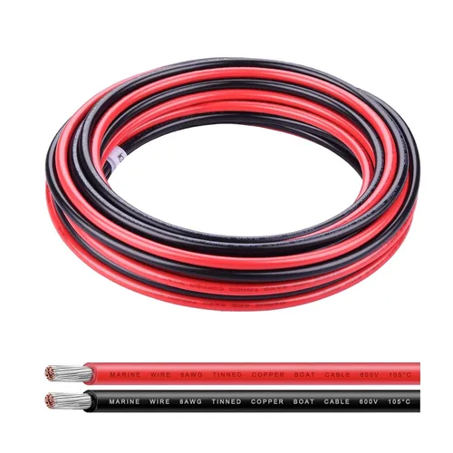 Vista 10 de Cable de calibre 6, iGreely 10 pies negro y 10 pies rojo 6 AWG cable eléctrico de cobre estañado, 2 cables aislados de un solo conductor trenzado