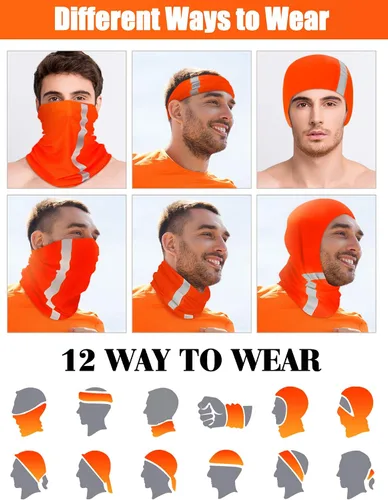Vista 3 de SATINIOR 8 piezas de polaina reflectante para el cuello para hombre, pasamontañas de ciclismo, máscara facial, bandana para el sol para hombre