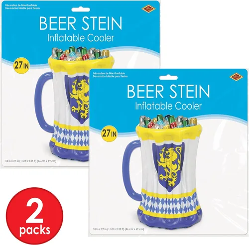 Vista 6 de Beistle Hielera inflable de la taza de cerveza del Oktoberfest – Enfriador de bebidas, contenedores de bebidas para fiestas, enfriador de bebidas