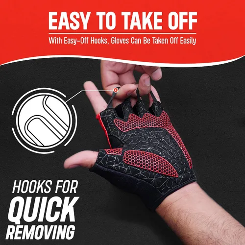 Vista 6 de RRAYS Guantes de ciclismo - Tela de licra transpirable - Guantes acolchados de medio dedo, guantes de bicicleta unisex, guantes de ciclismo