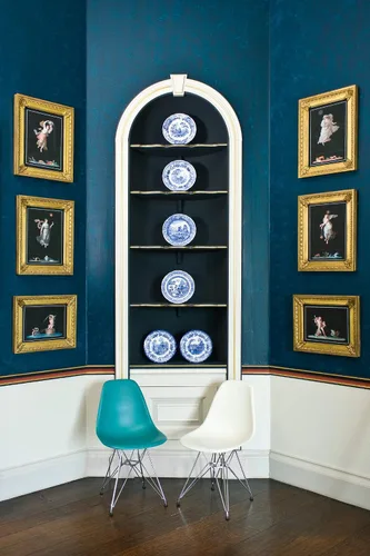 Vista 6 de Spode. Platos georgianos azules. Conjunto de 6, en varios motivos.