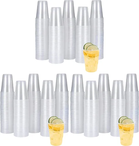 Vista 7 de Paquete de 300 vasos de plástico transparente de 3 onzas, vasos desechables para enjuague bucal para baño, pequeños vasos de plástico para expreso