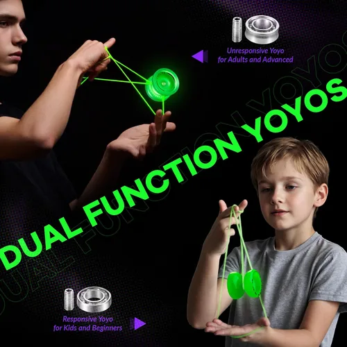 Vista 3 de MAGICYOYO Fingerspin - Yoyo que brilla en la oscuridad, Yoyo de doble propósito sensible y no sensible para niños de 8 a 12 años, yoyos