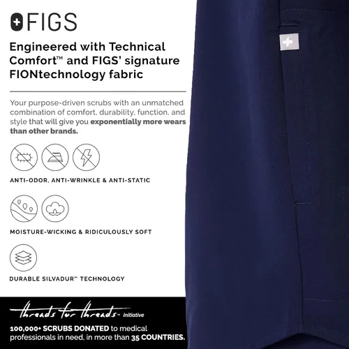 Vista 3 de Figs - Uniforme médico de mujer Rafaela, de dos bolsillos, cuello mandarín, ajuste holgado con elásticos suaves.