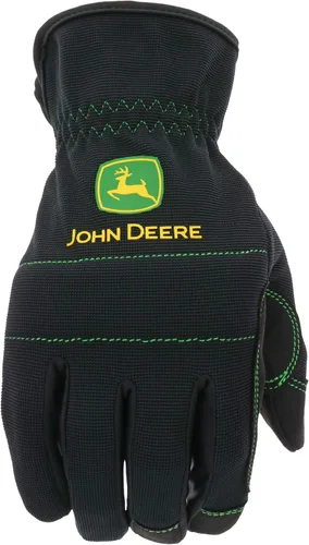 Vista 2 de John Deere JD86021-XL - Palma de cuero sintético para hombre, alta destreza, resistente a la abrasión, nudillos acolchados, negro, XL