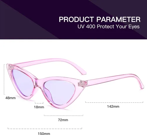 Vista 2 de Lentes de sol retro para mujer, con marco de plástico y diseño con estilo ojo de gato YOSHYA