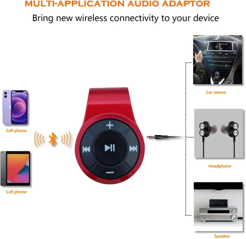 Vista 4 de Receptor Bluetooth para auriculares, auriculares, altavoz o audio de coche, con micrófono para llamadas manos libres y música.