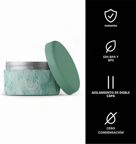 Vista 3 de S'well S'nack Recipiente de alimentos de acero inoxidable, 10 onzas, árbol de menta, cuencos aislados de doble capa, sin BPA